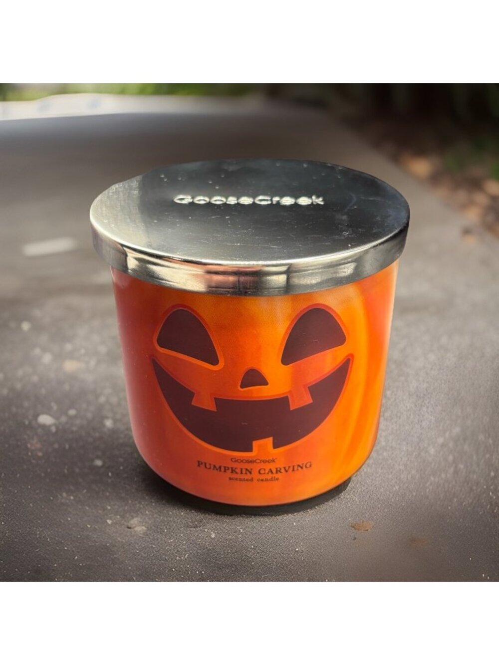 Goose Creek Pumpkin Carving 3 Wick Jar Candle 14.5 oz Halloween Jack-o’-lantern